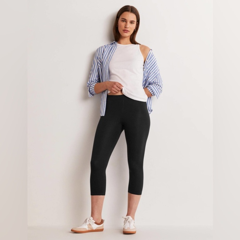 NWT Boden Cropped Leggings Jersey Black Casual Comfort Everyday Wear Size US 12